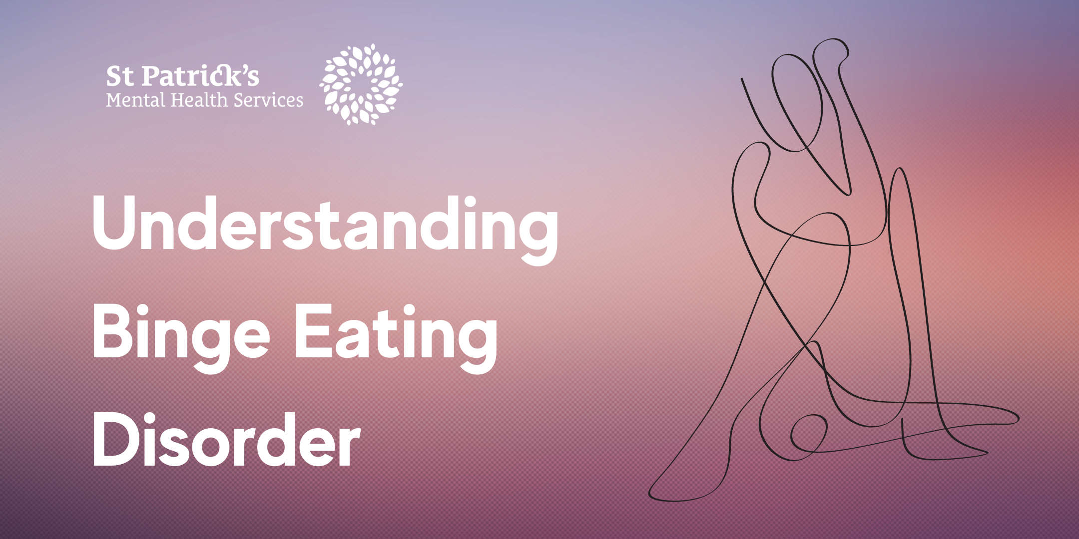 Outline of a person contemplating their relationship to food and their body, representing a person dealing with binge eating disorder