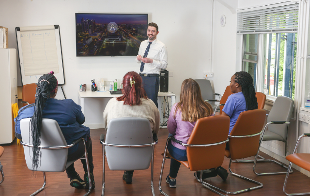 A number of members of staff at St Patrick's Mental Health Services receiving training in a classroom setting in its Education Centre.
