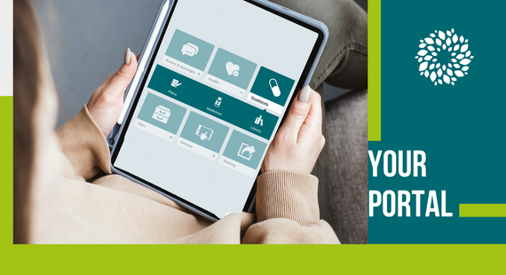 Using Your Portal from St Patrick's Mental Health Services: a woman logs into the Your Portal online health platform on a tablet device