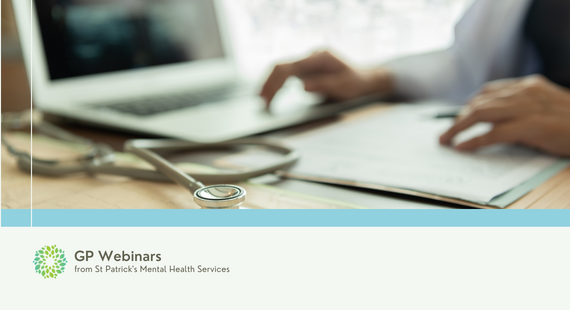 GP Webinar Series: A family doctor views content on their laptop while taking notes in a notebook